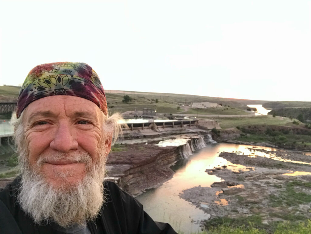 Eddie at Great Falls and the Missouri River at Sunrise
