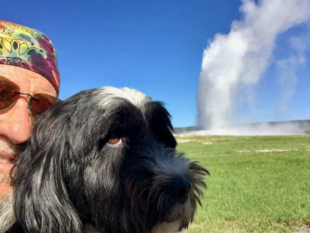 Jake & Eddie at Old Faithful in Yellowstone National Park