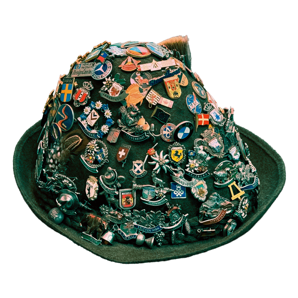 Photo of my Jägerhut with Stockabzeichen (Hat with Souvenir Pins)