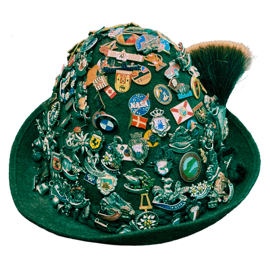 Photo of my Jägerhut with Stockabzeichen (Hat with Souvenir Pins)