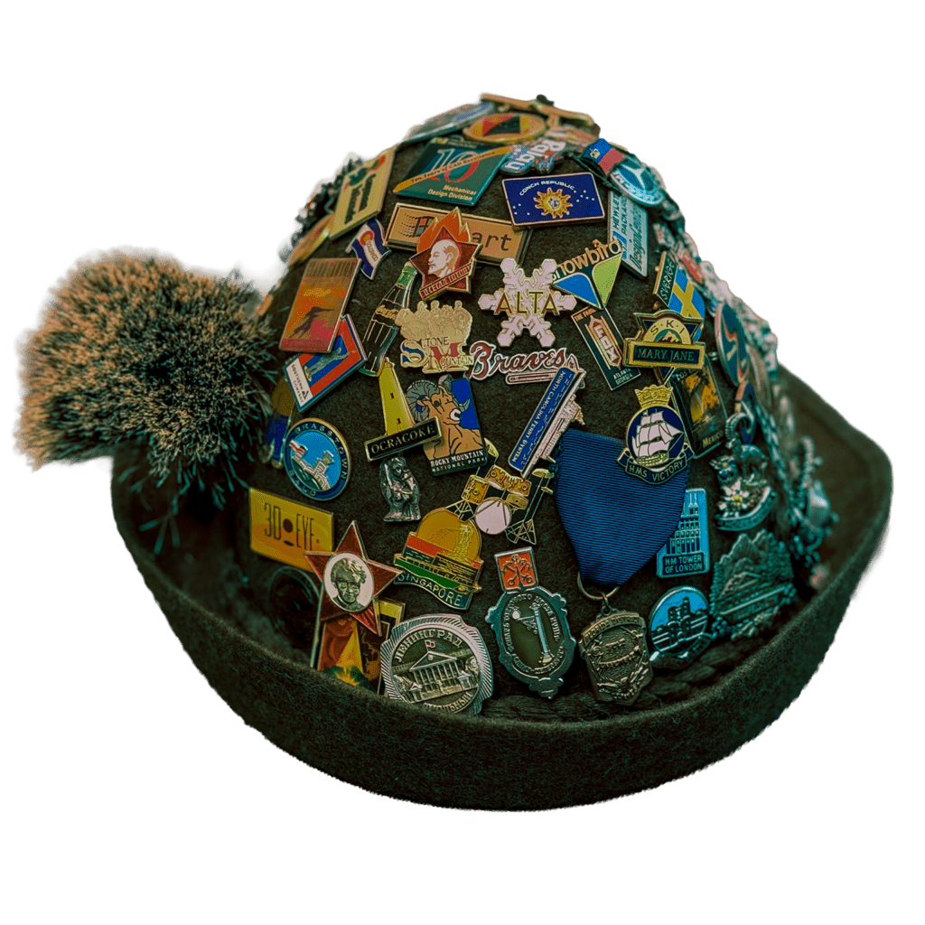 Photo of my Jägerhut with Stockabzeichen (Hat with Souvenir Pins)