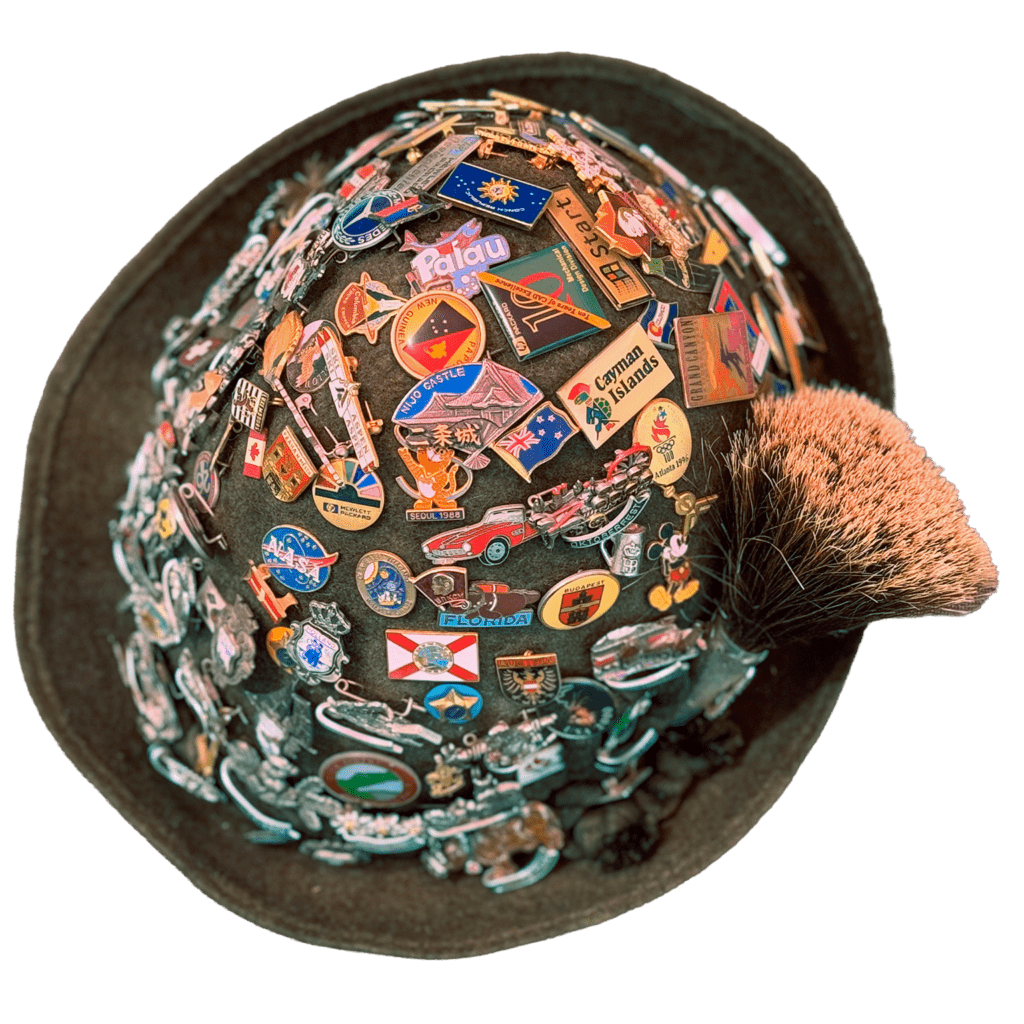 Photo of my Jägerhut with Stockabzeichen (Hat with Souvenir Pins)